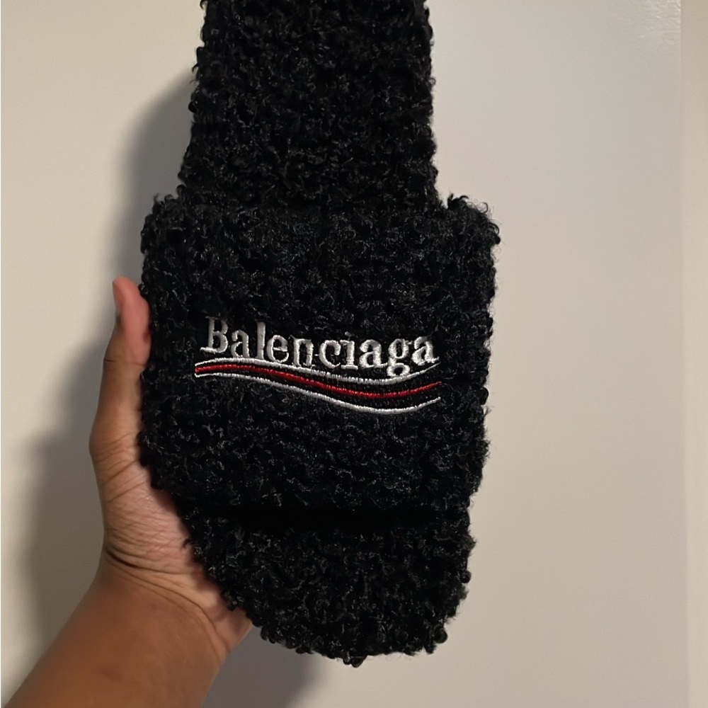 Balenciaga Black Fuzzy sandals
